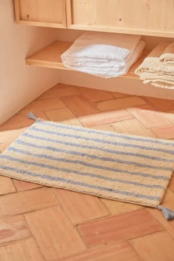 Calma House Alfombra de baño de algodón a rayas Helios