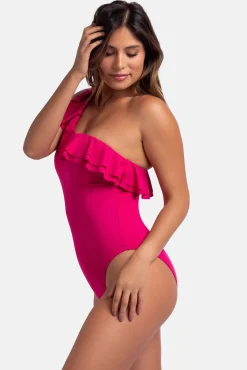 Dorina Bañador asimétrico volante rosa