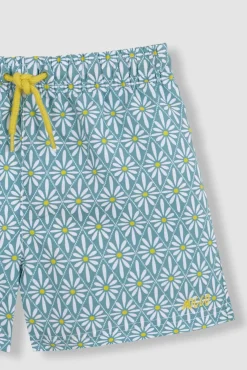 Crianças Gocco Bañador estampado de flor geométrica azul claro
