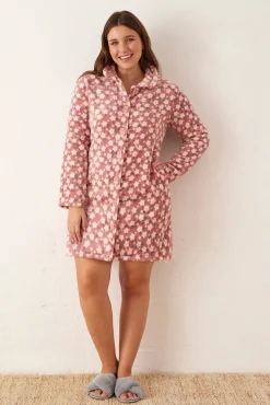 Promise Bata abotonada tejido peludo estampado flores