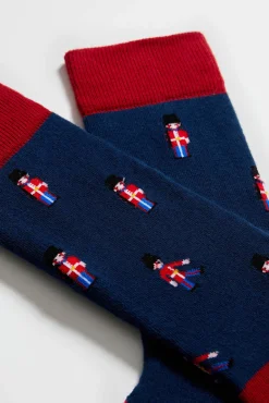 Besocks Cats Knee High Socks in organic cotton in Navy Blue
