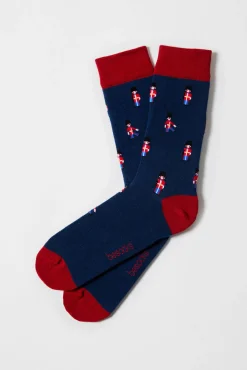 Besocks Cats Knee High Socks in organic cotton in Navy Blue