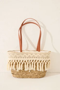 Women'secret Bolso capazo rafia y encaje