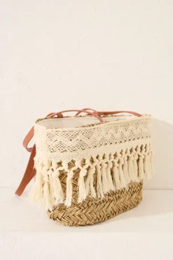 Women'secret Bolso capazo rafia y encaje