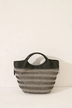 Women'secret Bolso mediano rafia flecos negro
