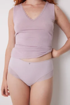 Women'secret Braga alta clásica microfibra lila