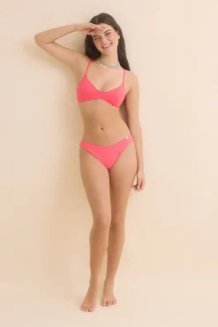 HI&BYE Braga bikini brasileña frunce coral