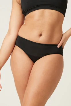 Modibodi Braga bikini menstrual adolescente nailon reciclado negra absorción ligera moderada