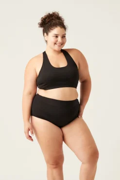 Modibodi Braga bikini menstrual alta nailon reciclado negra absorción ligera moderada