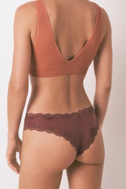 Women'secret Braga brasileña microfibrafibra brillante granate