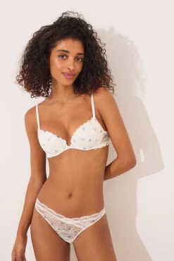 Women'secret Braga clásica encaje blanco estampado