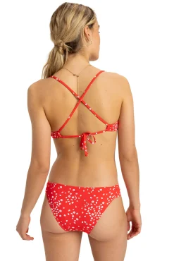 Roxy Braga de bikini clásica roja print flores