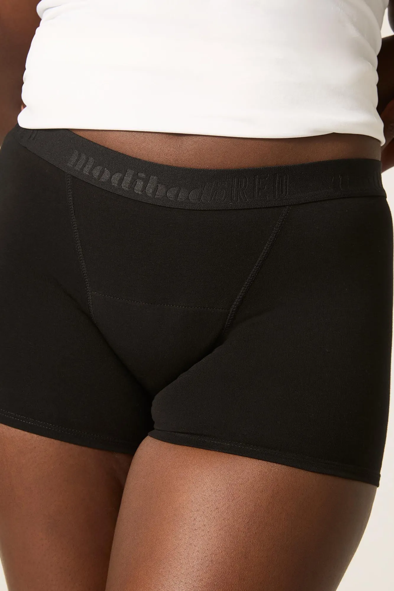 Modibodi Braga menstrual adolescente hipster boyshort algodón orgánico negra absorción súper