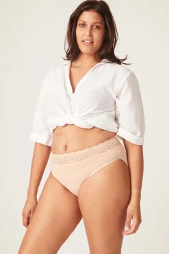 Modibodi Braga menstrual encaje alta bambú negra absorción ligera moderada
