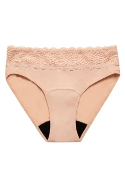 Modibodi Braga menstrual encaje alta bambú negra absorción ligera moderada