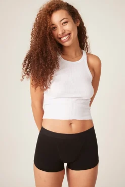 Modibodi Braguita menstrual adolescente hipster boyshort algodón orgánico negra absorción Moderada Abundante