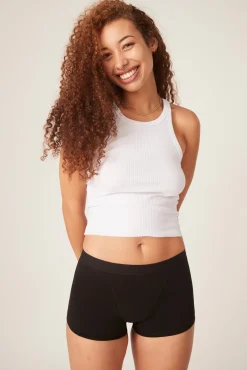 Modibodi Braguita menstrual adolescente hipster boyshort algodón orgánico negra absorción Moderada Abundante