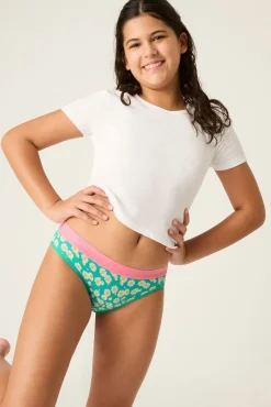 Modibodi Braguita menstrual adolescente hipster algodón orgánico Daisy Chain Pink absorción moderada abundante