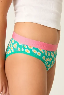 Modibodi Braguita menstrual adolescente hipster algodón orgánico Daisy Chain Pink absorción moderada abundante