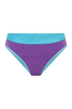 Modibodi Braguita menstrual adolescente hipster algodón orgánico Power Purple absorción moderada abundante