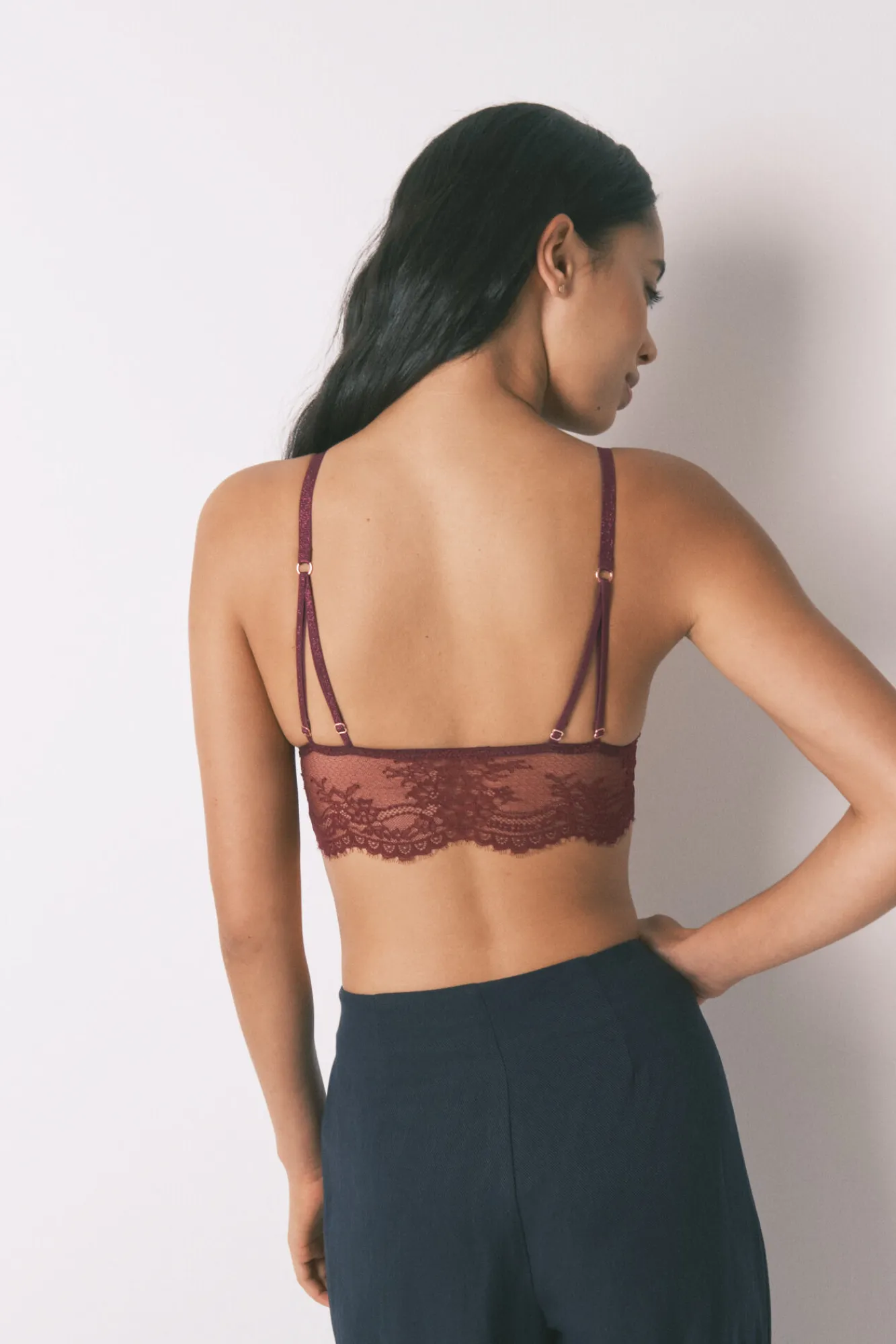 Women'secret Bralette encaje espalda especial vino