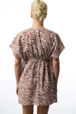 Penti Caftan de playa print cebra marrón