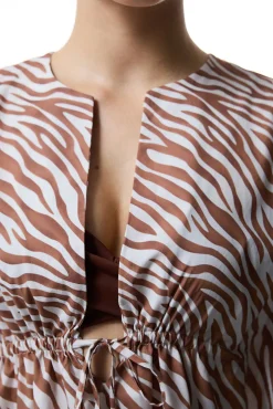 Penti Caftan de playa print cebra marrón