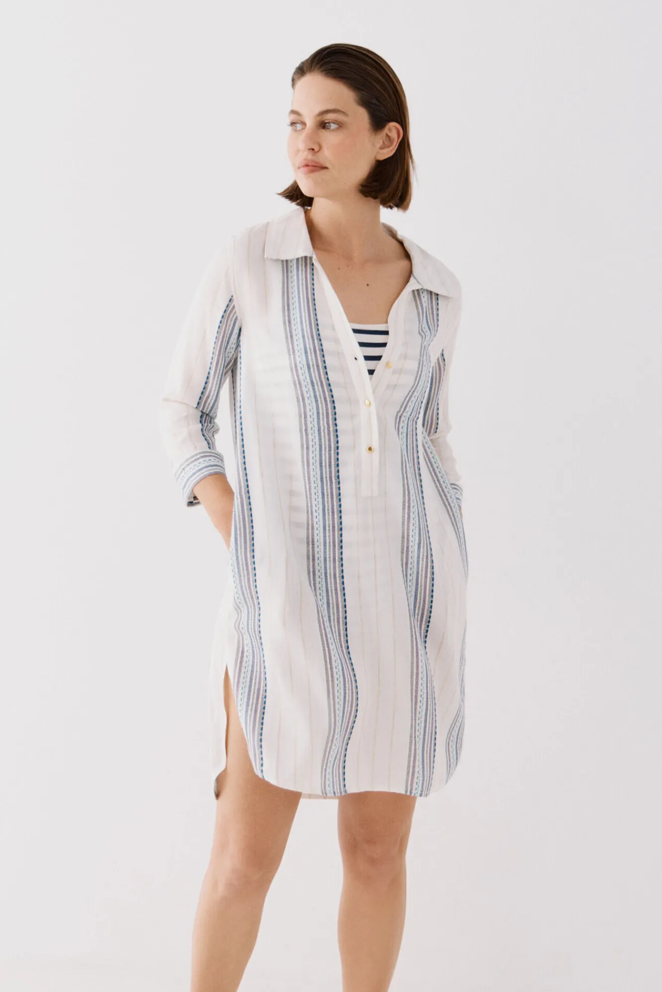 Cortefiel Caftán túnica cuello camisero