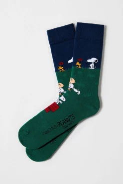 Calcetines altos Besocks de SNOOPY de algodón orgánico color azul