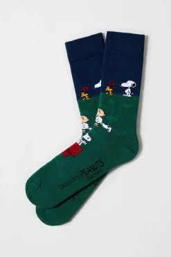 Calcetines altos Besocks de SNOOPY de algodón orgánico color azul