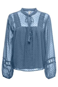 Only Maternity Camisa premamá de mangas abullonadas y tejido con detalles de encaje
