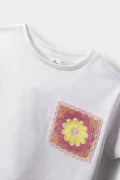 Crianças Springfield Kids Camiseta bolsillo crochet niña