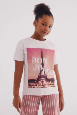 Crianças Springfield Kids Camiseta Bonjour niña