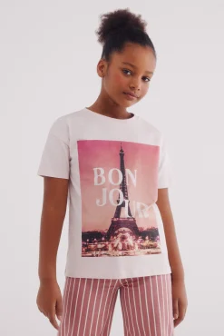 Crianças Springfield Kids Camiseta Bonjour niña