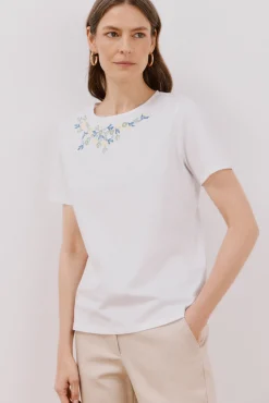 Cortefiel Camiseta bordado floral
