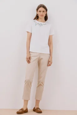 Cortefiel Camiseta bordado floral