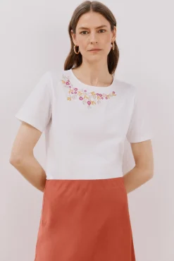 Cortefiel Camiseta bordado floral