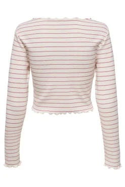 Only Camiseta corta manga larga bordes ondulados