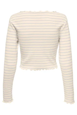 Only Camiseta corta manga larga bordes ondulados