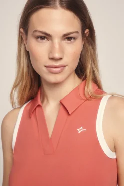 Dash and Stars Camiseta cuello polo sin mangas coral