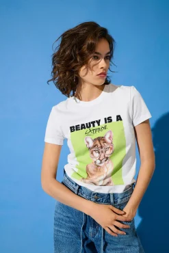 Only Camiseta de manga corta con dibujo frontal