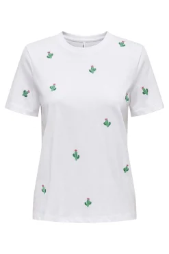 Only Camiseta de manga corta detalle bordados