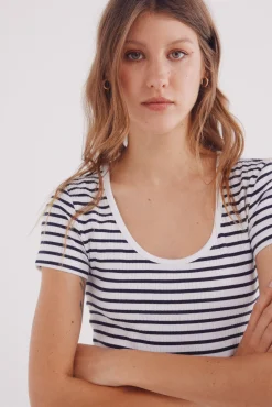 Springfield Camiseta escote redondo canalé