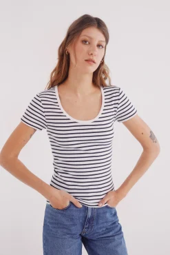 Springfield Camiseta escote redondo canalé