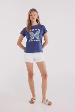 Springfield Camiseta gráfica manga botón