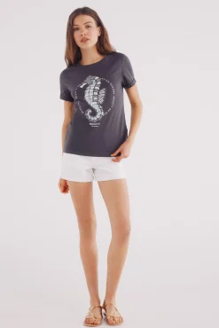 Springfield Camiseta gráfica marina