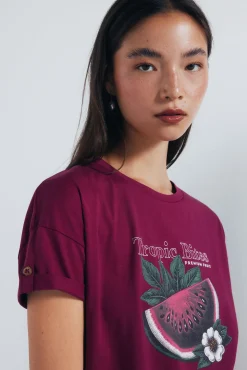 Springfield Camiseta gráfica tropical