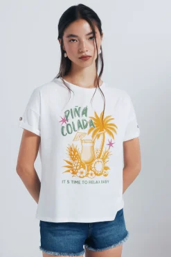 Springfield Camiseta gráfica tropical