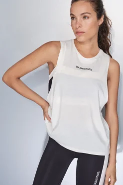 Dash and Stars Camiseta halter sin mangas algodón blanca