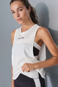 Dash and Stars Camiseta halter sin mangas algodón blanca